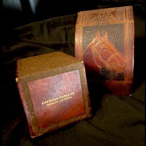 Tooled Leather RL Style Equestrian Bookends